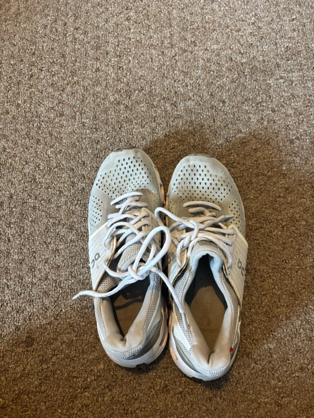 On Cloud Women's Athletic Shoes in Light Beige/White - Picture 2 of 5